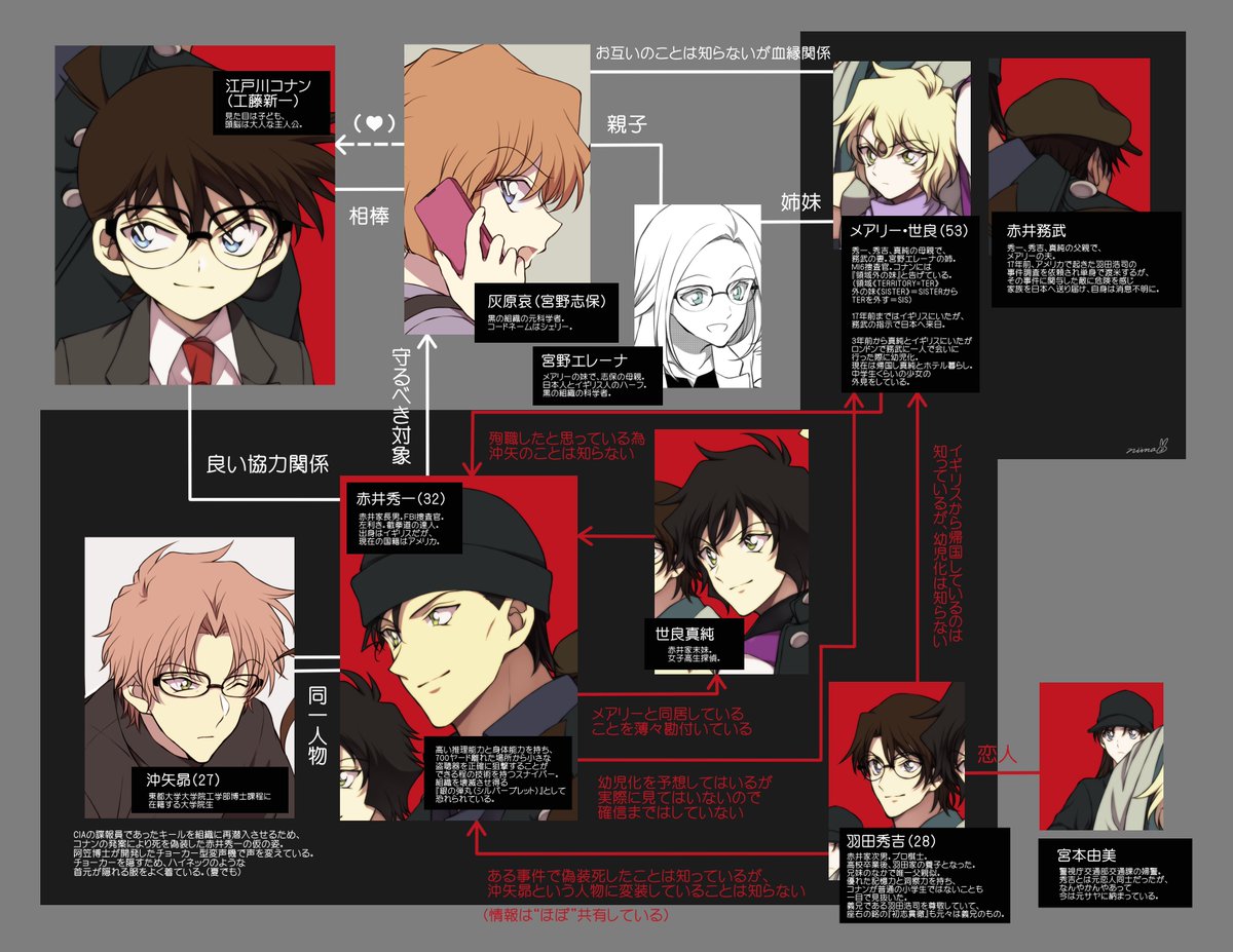 ニナ 最近のコナンに追いつけてない友人に勧めるべく作った簡易相関図