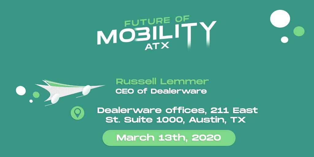 Our 2nd #FutureofMobility Meetup is happening just in time to kickoff #sxsw 🚙 We're supper excited to have Russell Lemmer, CEO of <a href="/Dealerware/">Dealerware</a> to discuss the future of mobility at dealerships. 

RSVP- meetup.com/Future-of-Mobi…

#mobility #auto