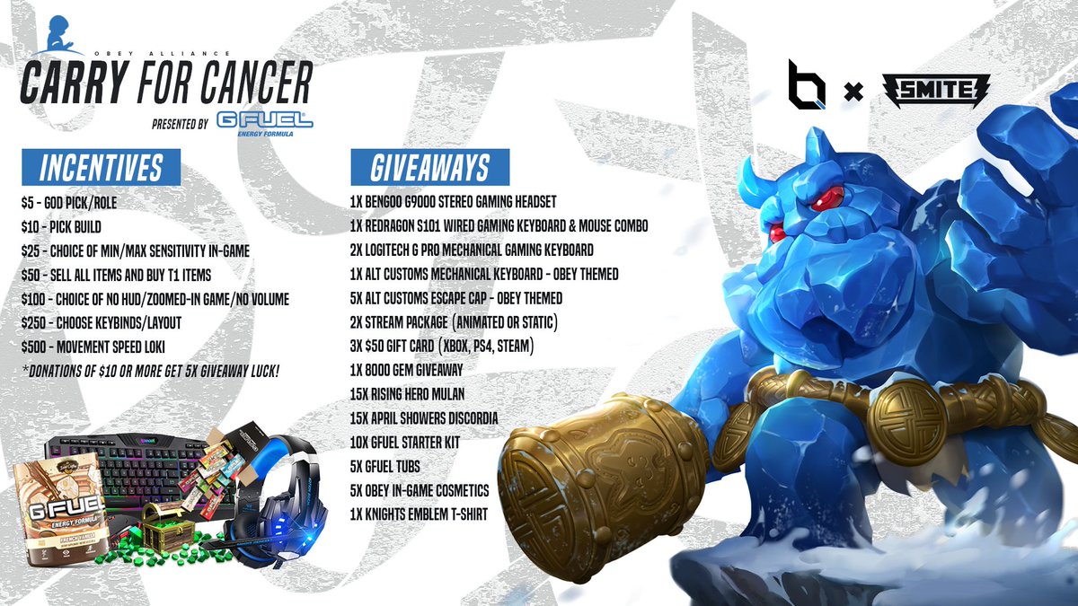 SinphoVT's tweet image. Live on the @ObeyAlliance channel for the St Judes Carry for Cancer charity live stream! I'm here until 8pm EST!

Come hang out for a good cause!

@ObeyHQ 
#carryforcancer

twitch.tv/obeyalliance