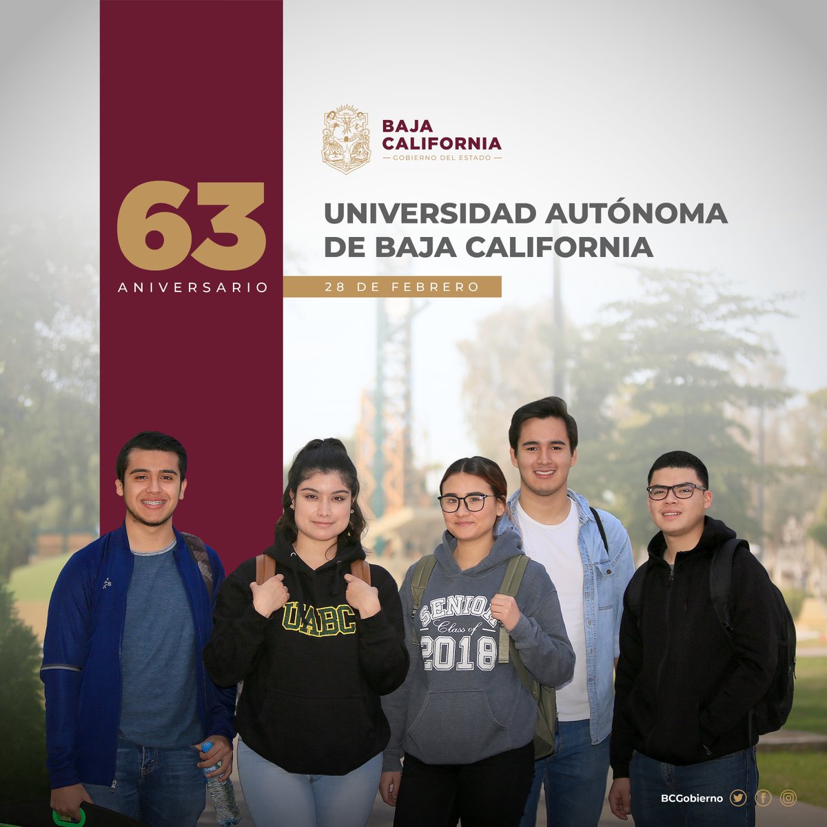 Hoy nuestra Universidad Autónoma de Baja California cumple 63 años de esfuerzo por brindar a la sociedad ciudadanos profesionales y competentes que contribuyen al desarrollo de nuestro Estado. Mis más profundas felicitaciones a esta máxima casa de estudios.
#AniversarioUABC