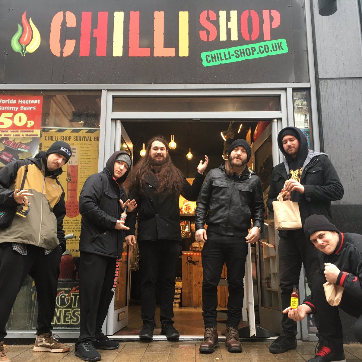 thechillishop's tweet image. Great to have @ringsofsaturnbandofficial and @ianbearerofficial in shop today... They are playing at the @thekeyclubleeds @merrioncentre right now. Great bunch, we made them their own band hot sauce #ringsofsaturn #ringsofsaturnband #ringsofsaturnofficial