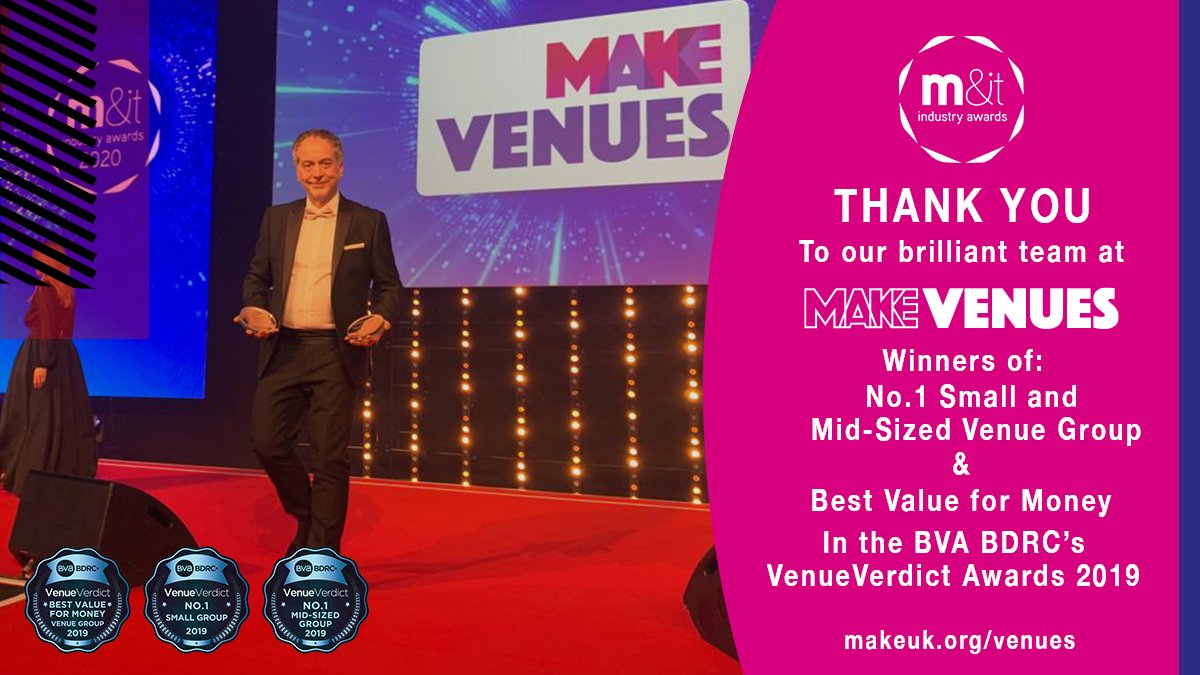 Make_Venues's tweet photo. What a fantastic way to start the #MITAwards2020. Our very own @David_Vaughton takes to the stage to collect our @BVA_BDRC
#VenueVerdict Awards #WoodlandGrange #EngineersHouse #BroadwayHouse https://t.co/bMqXbvEmpX