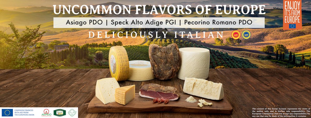 UncommonEurope's tweet photo. Don't settle for imitations. Look for the PDO or PGI symbols and certification marks when shopping for ingredients. Image: symbols, products showing rind and label. #italianfood https://t.co/Q648Vl4jCU