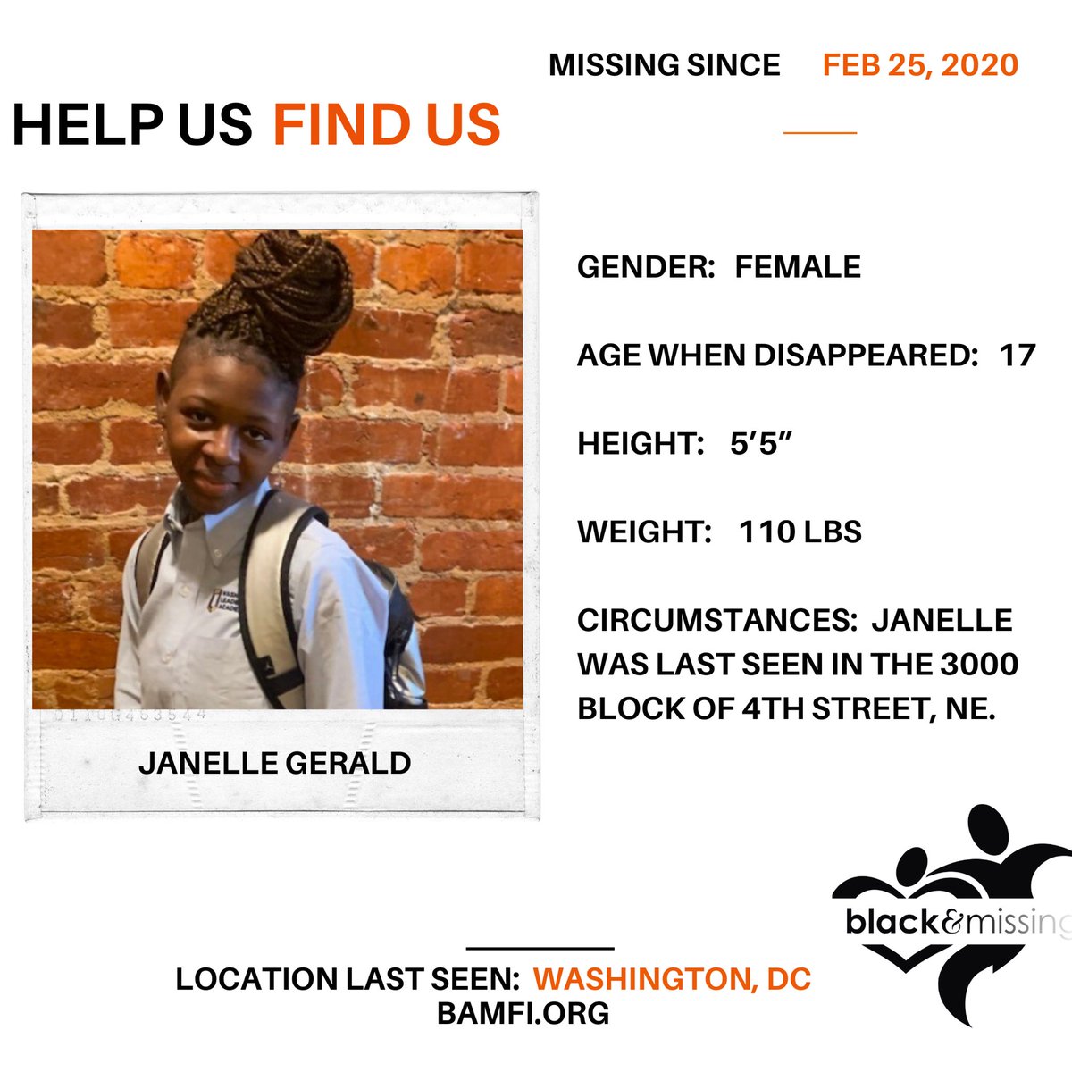 BAM_FI's tweet photo. #DC area - #DMV: We need your HELP! 17y/o Janelle Gerald is STILL MISSING.
Please SHARE
#HelpUsFindJanelle #JanelleGerald #HelpUsFindUs https://t.co/QnLsg4N5gC