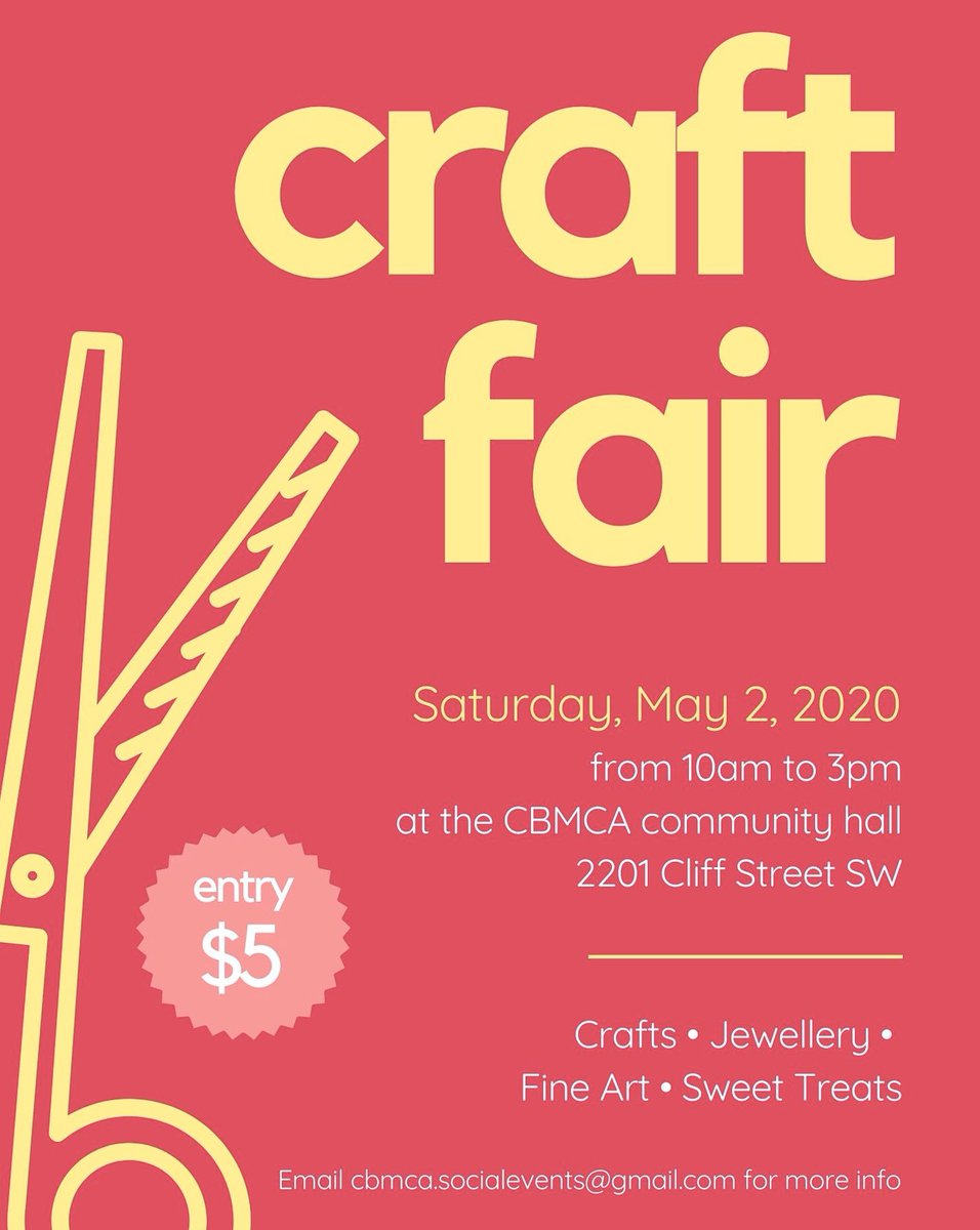CBM_CA's tweet photo. We are hosting a spring craft fair in May! Just in time for Mother’s Day 🌷🌸If you’re interested in setting up a vendor table, contact cbmca.socialevents@gmail.com. Tables are $60 each. #cbmca #yyc #calgary #yycevents https://t.co/6z89RliA6h