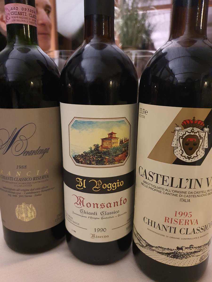 KerinOKeefe's tweet photo. 3 fabulous #ChiantiClassico Riservas: @felsina #Rancia 1988, @castelmonsanto #IlPoggio 1990 &amp; #CastellinVilla 1995 all fantastic expressions of their specific growing zones. Still going strong, these wines have serious longevity. https://t.co/qxYCO5NM0j