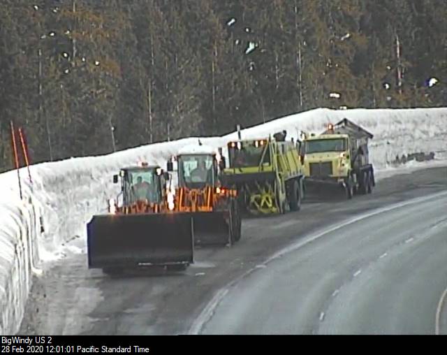 Avalanche control on US 2, equipment is ready to clean up any snow that comes down. #snow #winter