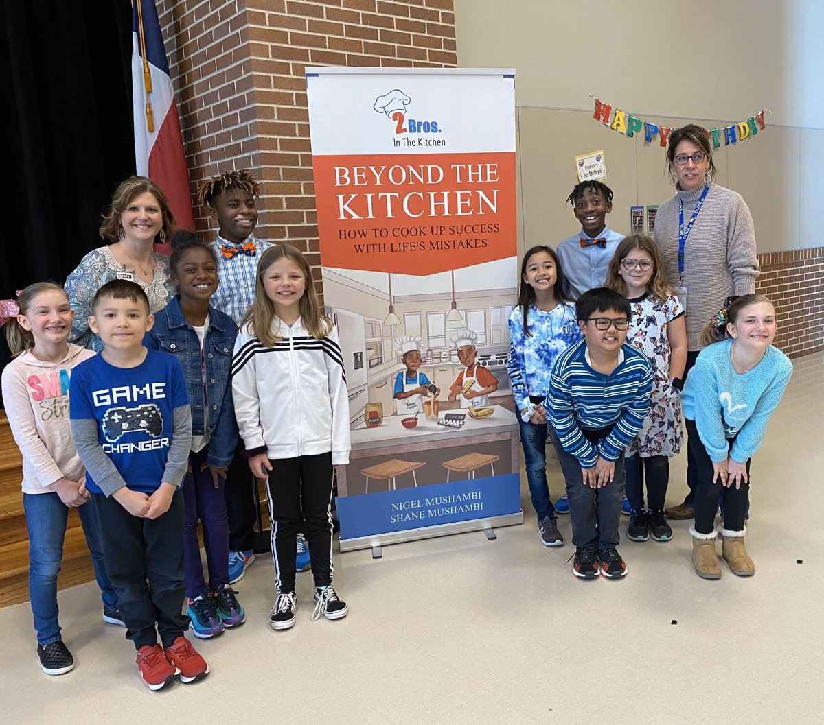Dukelibrary's tweet photo. Duke bulldogs enjoyed a morning with @2BrosITK learning and being inspired by their success. #kidauthors #nooneisperfect #beyondthekitchen #giveback @DukeElem https://t.co/sHhzgqF0GF