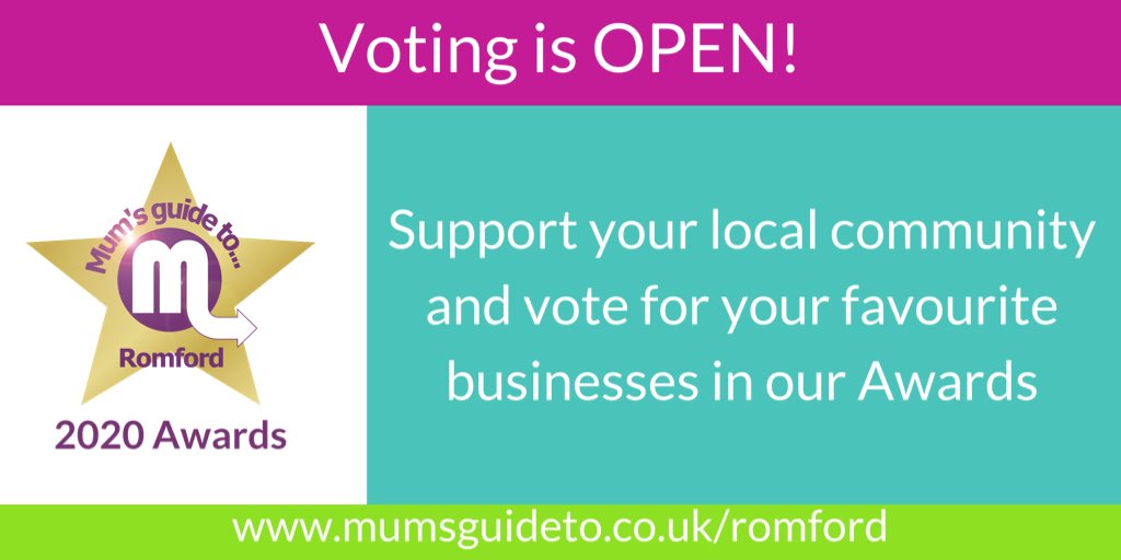 Voting is open in Mum’s guide to Romford Awards! More than 50 local businesses, organisations &amp; individuals have been shortlisted! Have you cast your vote yet?<a href="/TotalHavering/">Total Havering</a> <a href="/LBofHavering/">Havering Council</a>  <a href="/RomfordWOT/">Romford Whats On</a>  <a href="/RomfordRecorder/">Romford Recorder</a>  <a href="/Time1075_fm/">Time 107.5</a> 

mumsguideto.co.uk/romford/awards…