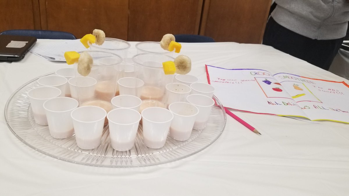 aboyd_steam's tweet photo. Professional presentations w/ nutrition, advertising, menus &amp; branding were shown before tasting. 3 teams will now face off @ the Cultural Arts Night in March! Who will be the ultimate smoothie winner? Magical Sunset, Smoothie Explosion or Groovy Smoothie? #authenticandconnected https://t.co/WSo2pQg75w