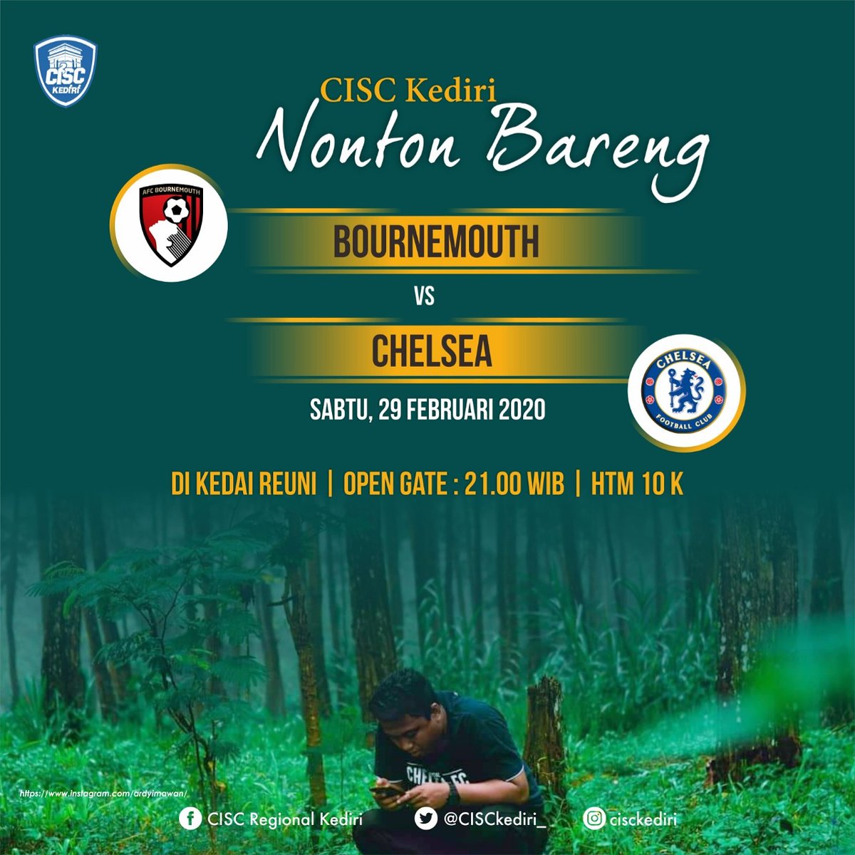 #NobarDay 🏆 Premier League
⚽ Chelsea v Bournemouth
📆 Sabtu, 29 Februari 2020
🏠 @kedai_reuni 🕒 21.00 WIB
💵 10k
#Birukan