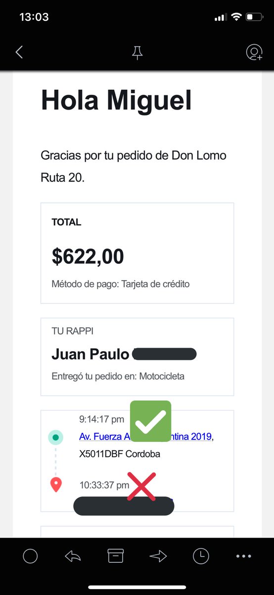 MiguelCocca's tweet photo. @RappiArgentina 1 hora y cuarto tardaron muchachos. El soporte de la app es malísimo, me responde un bot siempre lo mismo. Devuélvanme aunque sea el envío delirantes https://t.co/pMu7I6V2JH
