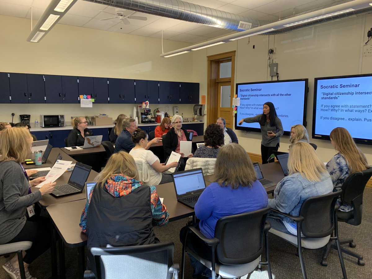 Kicking off Day 2 of #ISTEcert #WyoISTECert with a Socratic seminar discussion on digital citizenship. ⁦@sundevilleeann⁩ ⁦<a href="/LearningCurious/">Lori Thilmany</a>⁩