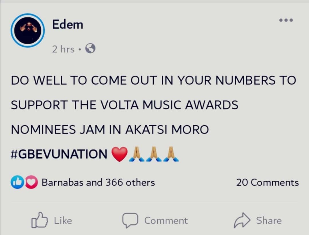 VoltaMusicAward's tweet photo. The LEGEND @iamedem has spoken.
Roll out massively in your numbers.
Let's make another history together.
#VMA20 #VMANomineesJam20 #Edem
#VoltaMusicAwards #EmpoweringOurHeritage https://t.co/mJEUANnClG