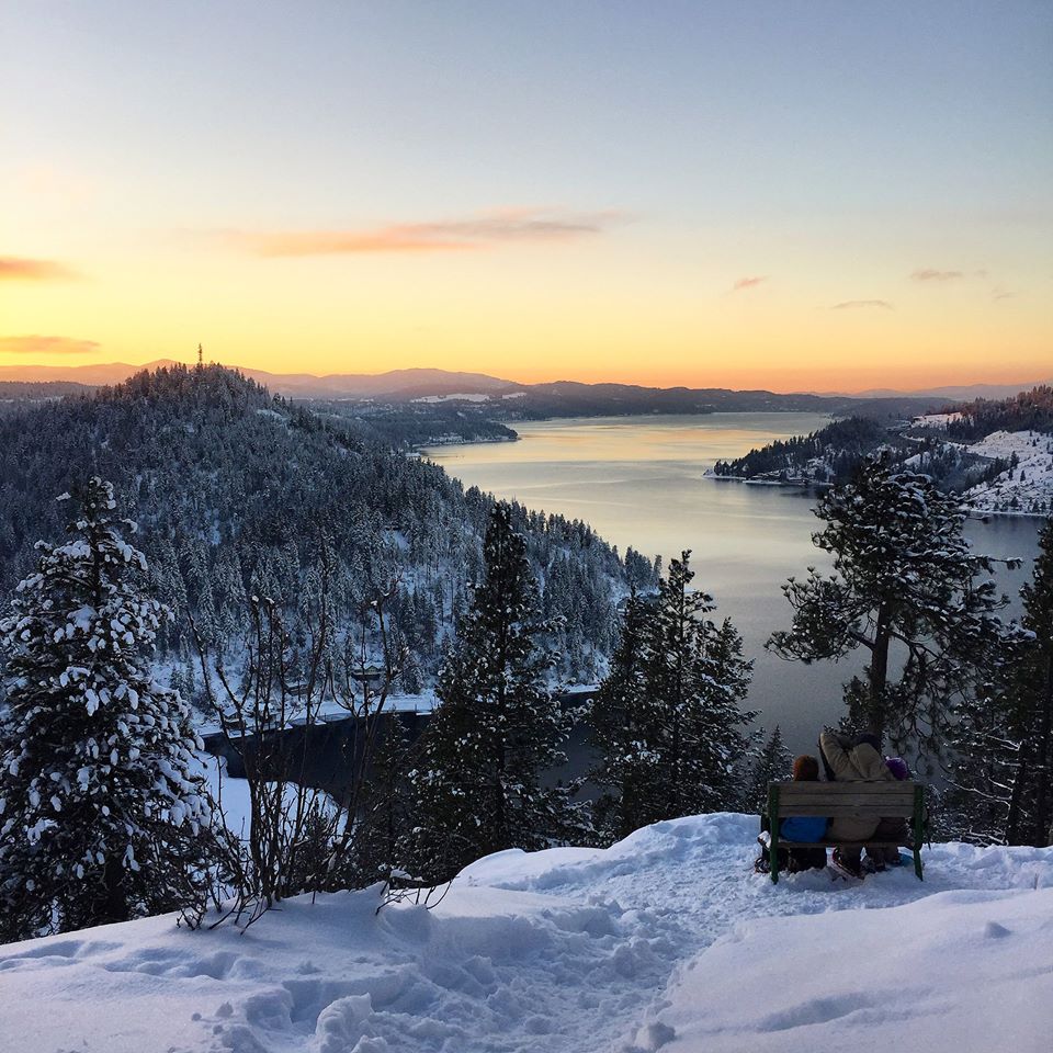 Interior's tweet photo. Hike up the Mineral Ridge National Recreation Trail to enjoy a lovely winter sunset over Coeur d’Alene Lake #Idaho https://t.co/wrx75fD09a