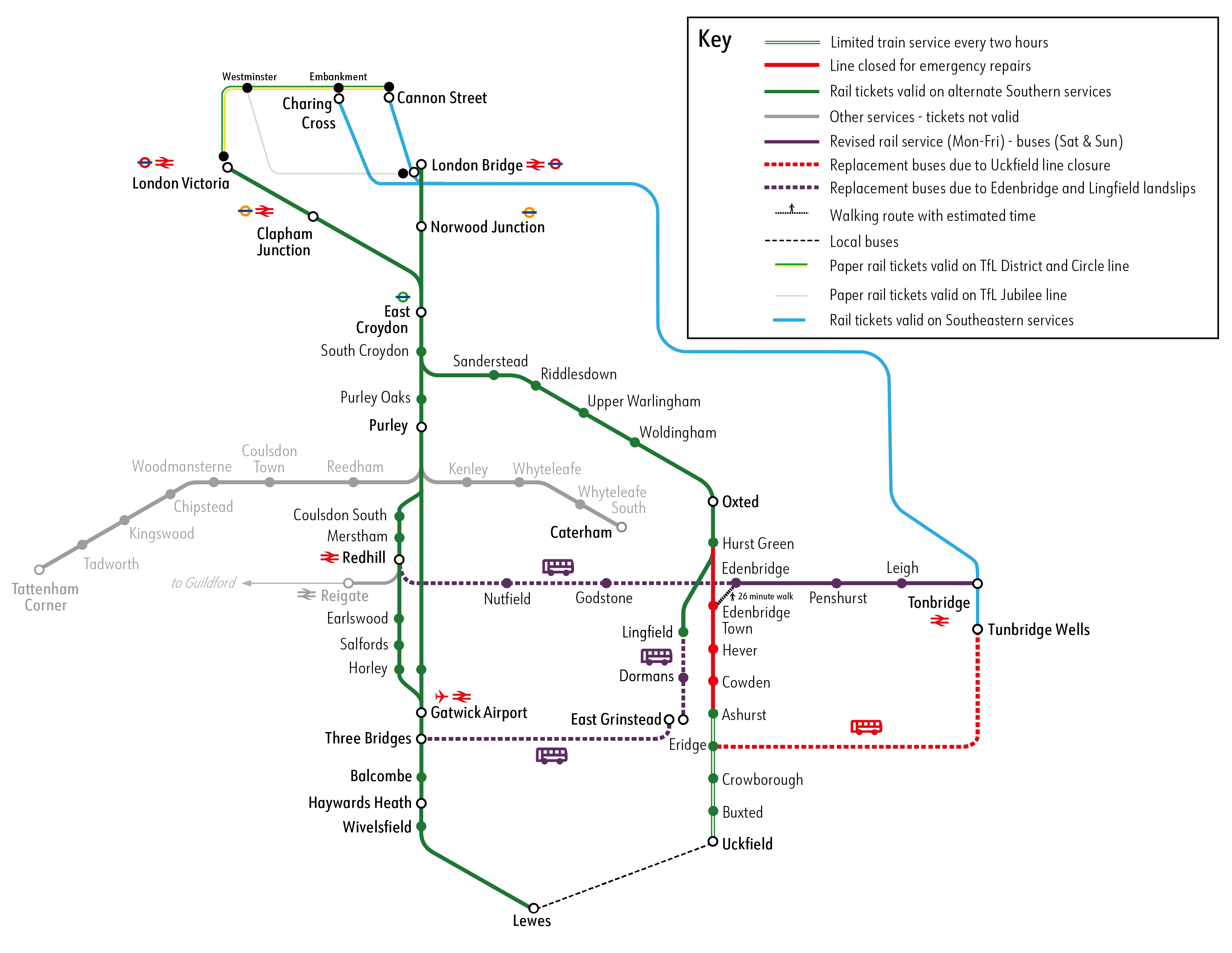 Redhill Train Line Map توییتر \ Southern در توییتر: «🗺️ Journey Planners Have Been Updated With  The Very Limited Train Service In Operation On Saturday, 29 February. We  Will Update These Again Overnight For Sunday, 1