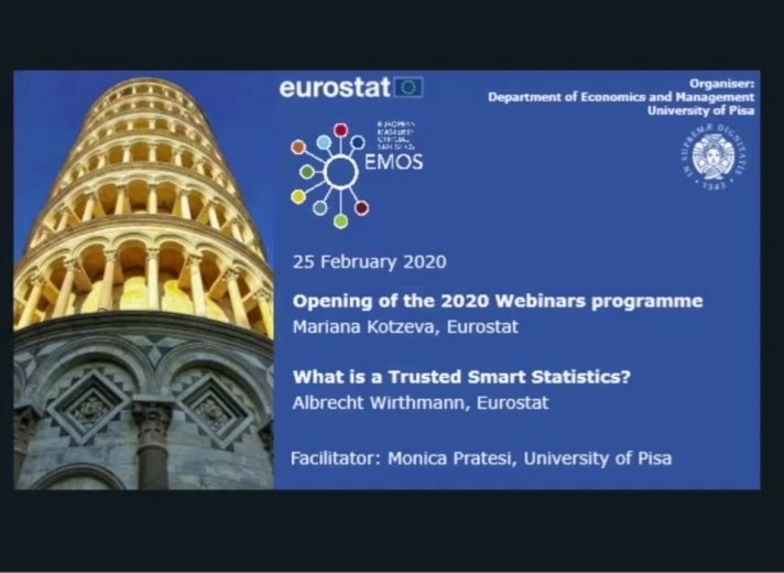 darbuono's tweet photo. After the official opening by @MarianaKotzeva the @EU_EMOS #webinar series kicked-off with @AWirthmann
talking about
#TrustedSmartStatistics.
Moderator was @monicaprate.
#Eurostat
You can now watch the full video at:
https://t.co/uwpNVkJDgl https://t.co/WPQ2fzpctd