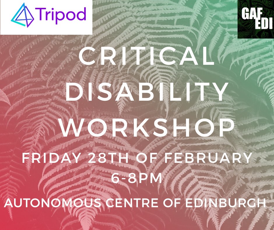 Edinburgh_GAF's tweet photo. To top off our Week of Action in Scotland we've organised a Critical Disability Workshop from Tripod at ACE, 18.00 - 20.00 TONIGHT! All are welcome - hope to see you there! https://t.co/d3dVTZ3d8n
