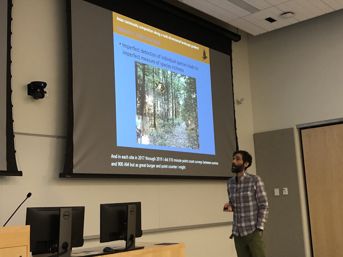 GCasselberry's tweet photo. How do bird communities vary between urban, forested, and agricultural areas? @Bpdilla of @chrissuthy lab tackles that question in the Pioneer Valley. #ECoGSS2020 https://t.co/u7mjfKrnZZ