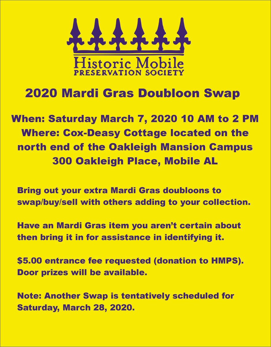 Don't miss the 2020 Doubloon Swap March 7th at Oakleigh!