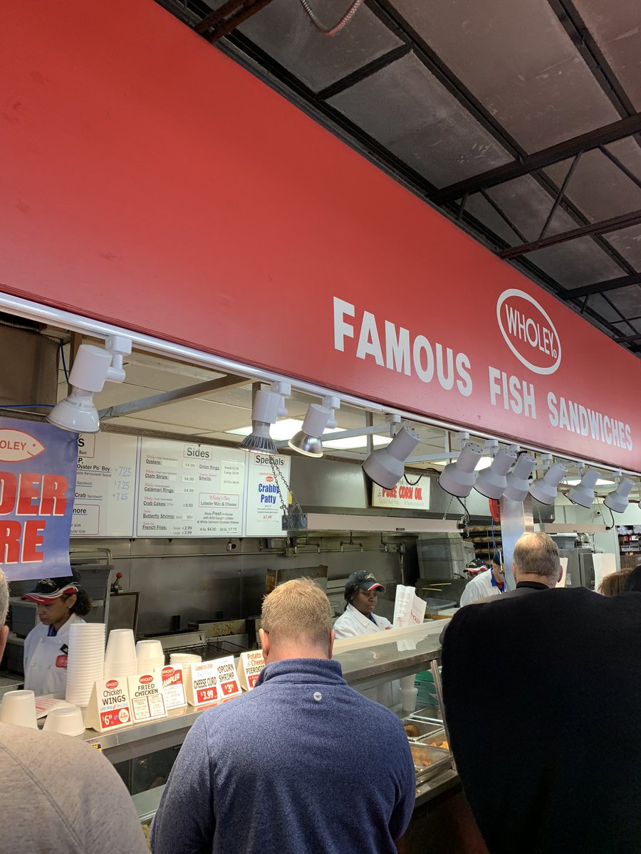 TheCodfather20's tweet photo. What a fish! My rating for @wholeys. 
7.2/10 - first place
Thoughts: I ❤️ the Strip District, long line but quick service, smell of 🐠 was inviting, 🐠 was flavorful, bun was soggy due to transport, great fries. Could be crispier and served on a hoagie bun. You must try this 🐠 https://t.co/EUx5c07sPU