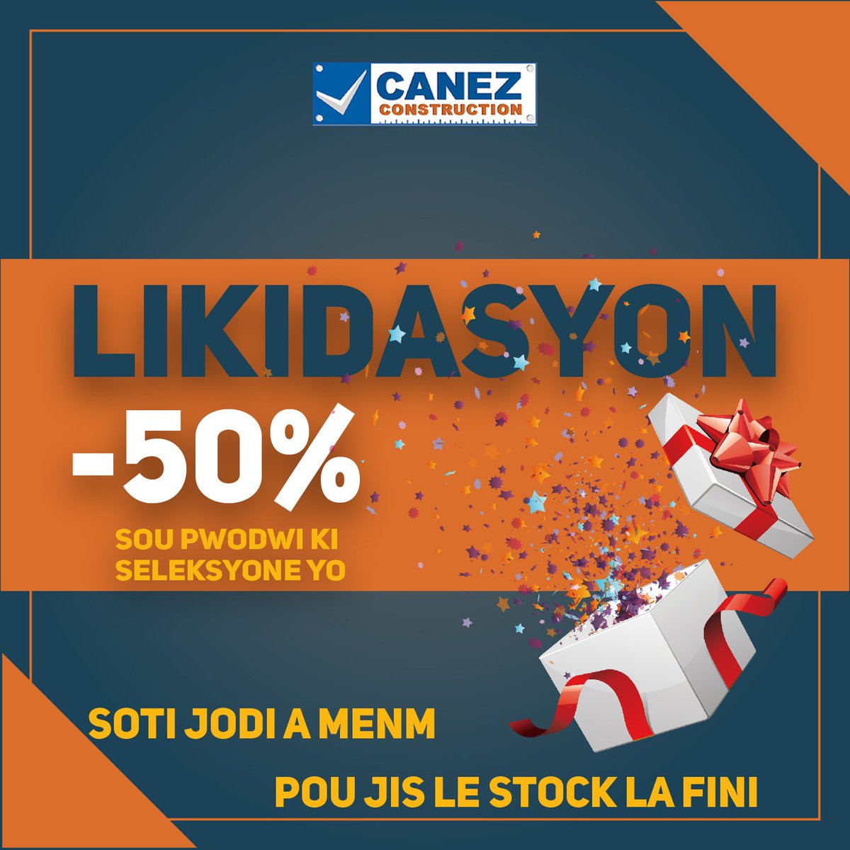 CanezConst's tweet photo. Dat w ap chache yon bon deal 🤑.
.
.
Enbyen pou lane 2020 an Canez Construction🏠 pote yon gwo likidasyon 📉 pou ou.
.
.
#canezconstruction #canez #construction #likidasyon #pripiyay #hardwarestore #haiti #ayiti #follow #kalitepoupiyay #piyay https://t.co/ZyLb63NVzK