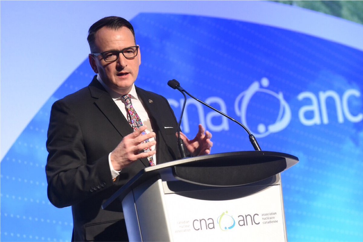 CanadaNuclear's tweet photo. To close out #CNA2020 @GregRickford talks about  refurbishments and the Ontario government's support of building the world's first SMR https://t.co/B0znARZfoX
