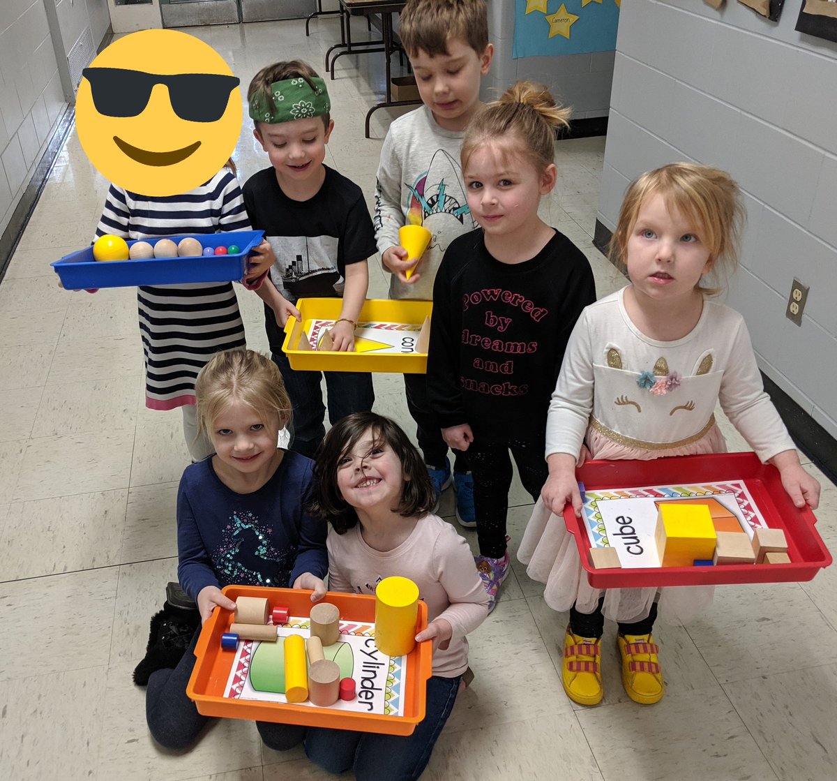 mrssheikhsclass's tweet photo. Our 3D shapes escaped our classroom and got lost in the school. Some of our older Pre-K friends saved the day and found them all! https://t.co/eI0rNlDrTF