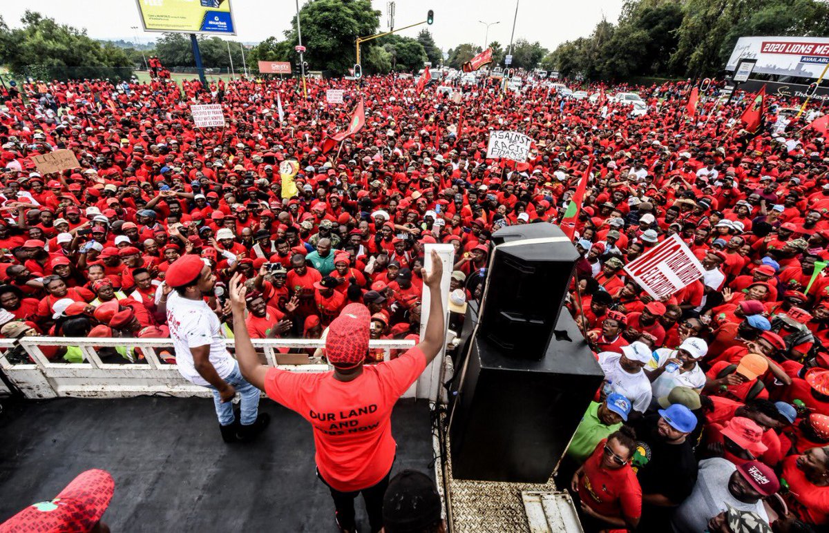 EFFSouthAfrica's tweet photo. The people of South Africa have made it clear:

NO TO LOADSHEDDING
NO TO PRIVATISATION 
JAMNADAS MUST FALL

#EFFEskomMarch https://t.co/KBoyx47M8s