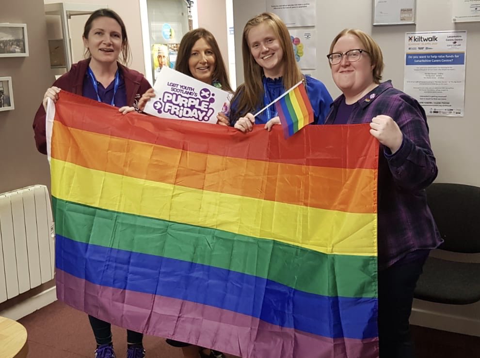 Lan_Carers's tweet photo. Today is 28 February and we are celebrating #PurpleFriday! 

As part of LGBT History Month, @Lan_Carers are proud to stand up against homophobia, biphobia and transphobia and show our support for members of the LGBTI community. 

#Purplemap #PurpleFriday
#Lanarkshire https://t.co/kKxwowKOcy