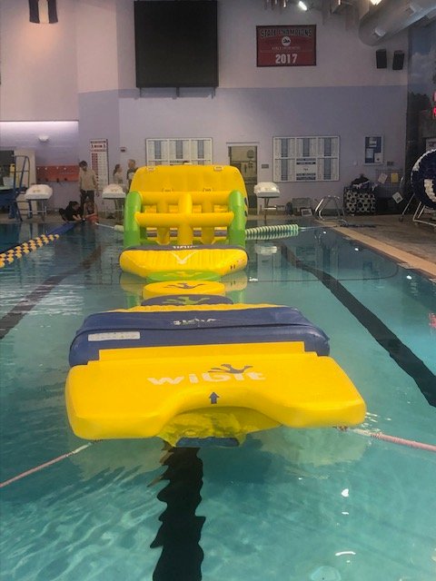 APRTweets's tweet photo. Introducing Wibit, an inflatable aquatic obstacle course, try it from 12-4pm in the lap pool at the #AspenRecreationCenter on Leap Day, 2/29 (daily admission required or a recreation pass). 3 lap lanes & the diving board will be closed at this time. #wibitsports @cityofaspen https://t.co/JrPmnQZW99