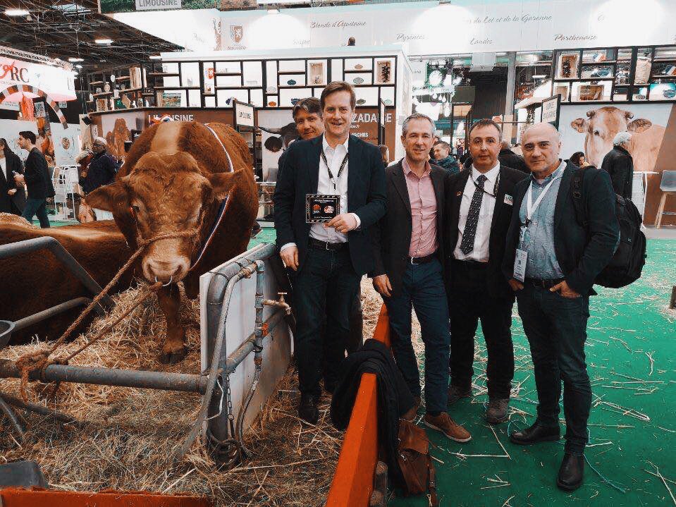 Foodgates_EN's tweet photo. José Bascon and @BorgeMathieu from #Foodgates attended the event with Stéphane Sireau from @DNVGL_Assurance, digital assurances services and #Foodgates’ partner, and Jean-Marc Escure from #LimousinPromotion. https://t.co/DAVwgkAIXg