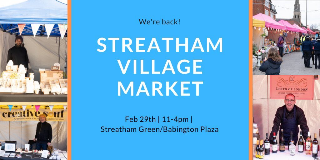 ⏰⏰ It’s the #Streatham Village market tomorrow! 🤗

Come down from 11-4 for lots of great food, drink, gifts and more. 

Babington Plaza/Manor Arms. #londonmarkets