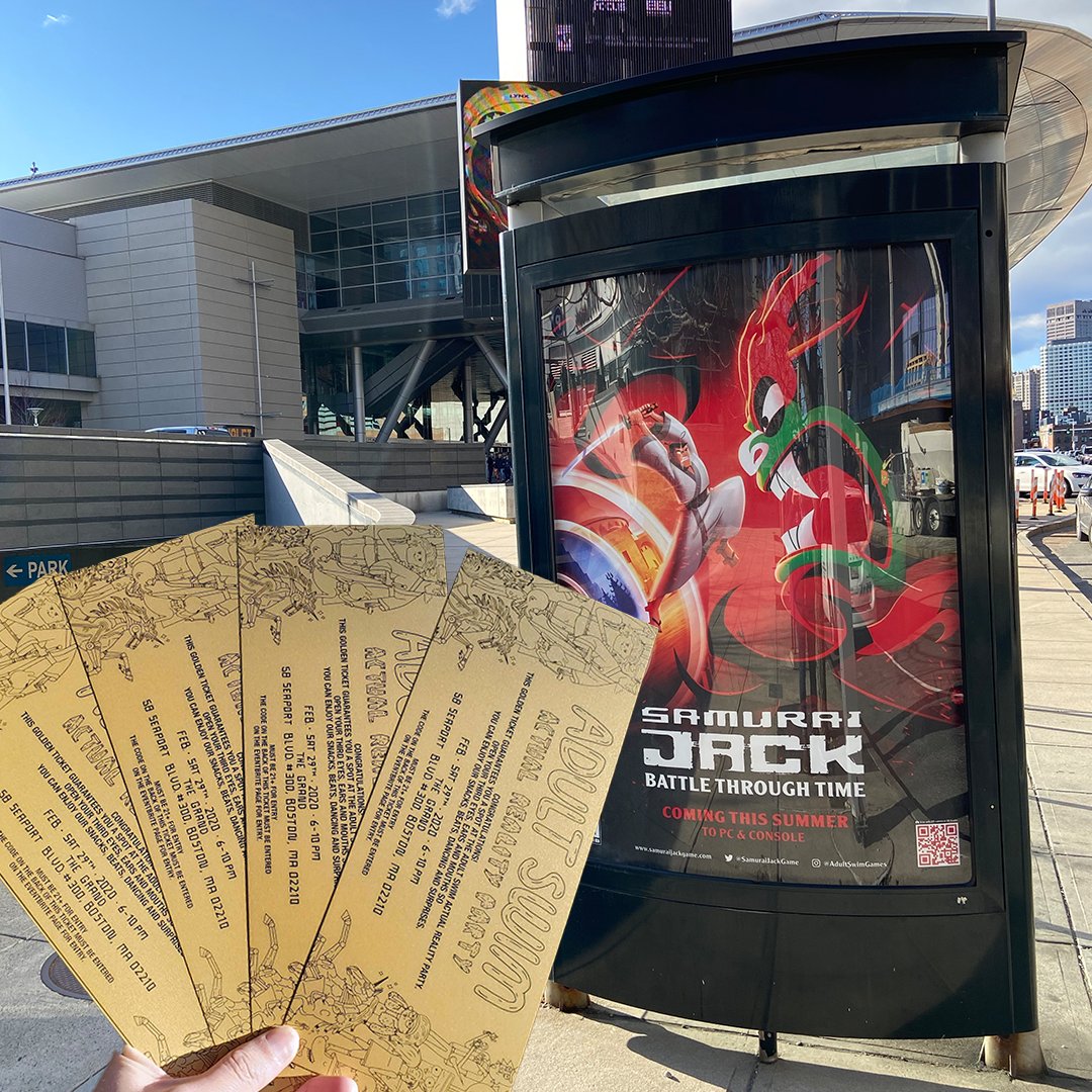 Adult Swim Games Want A Golden Ticket To The Adult Swim Party Find Us At The Samurai Jack Bus Stop In Front Of The Westin Boston Waterfront At 4pm And