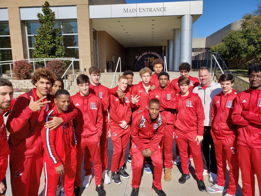 JPIIHSSports's tweet photo. Varsity Boys are headed south! Good luck tonight Cardinals! Tip-off at 8pm at University High School - be there, be loud, wear red! #BeatTheMustangs #OutWorkEveryone https://t.co/PtkgiIk88M