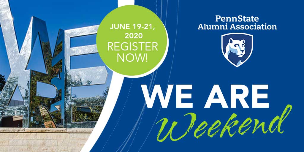 PennStateAlums's tweet photo. Registration is now open for We Are Weekend, our premier summer event: https://t.co/ERvGvyMwl2
Return to Happy Valley from June 19-21 and create memories that'll last a lifetime! #WeAreWeekend https://t.co/eThQzce1O9