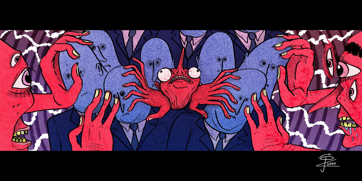 SKwinto's tweet photo. An accurate depiction of how I feel in crowds sometimes. #Ihatecrowds #illustrationart https://t.co/qAOi08rXSS