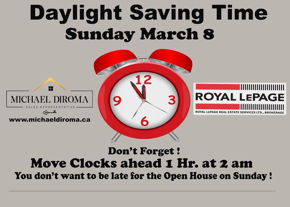 Just a reminder!!! #Burlington #hamilton #DaylightSavings #Oakville #homebuyers