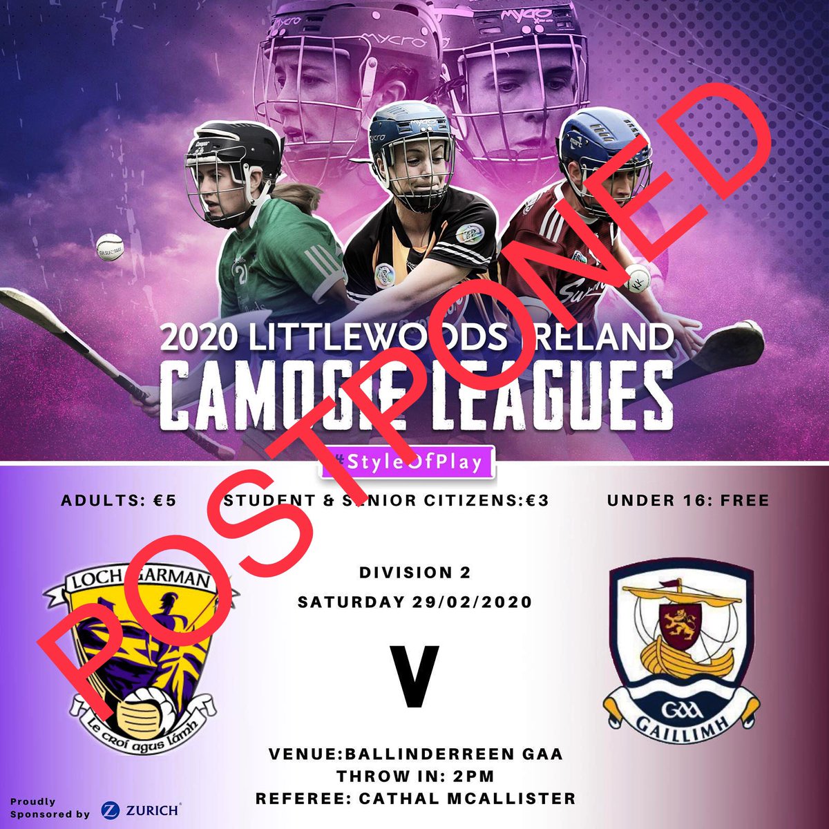 wexfordcamogie's tweet photo. 🚨 POSTPONED 🚨 
Yet again we have to wait for our first match with a red weather warning from #StormJorge Our wait goes on until next week v @kerrycamogie #wexford #camogie #league #TheWaitGoesOn #StyleOfPlay #NoMoreStorms https://t.co/rPxW8yPVzQ