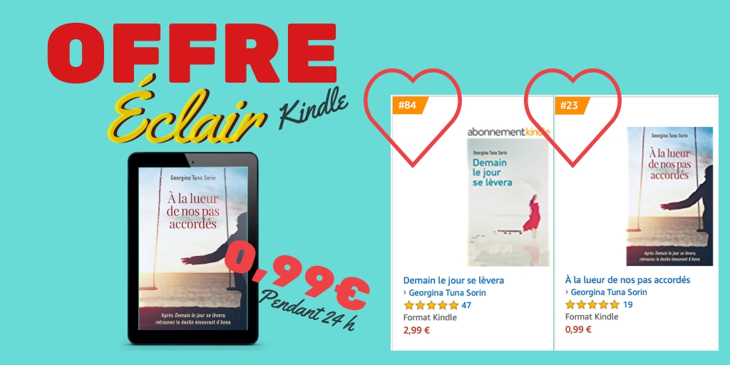 GeorginaSorin's tweet photo. Incroyable ! Mes deux romans font leur entrée dans le #Top100 ! Merci 🥰
"À la lueur de nos pas accordés" est en #offreeclair, pour quelques heures encore, c'est le moment d'en profiter !
📚https://t.co/kUD57E9nww
#VendrediLecture #ebook #Kindle #PROMO #lecture #Emotions https://t.co/2Ql8ncWUwQ