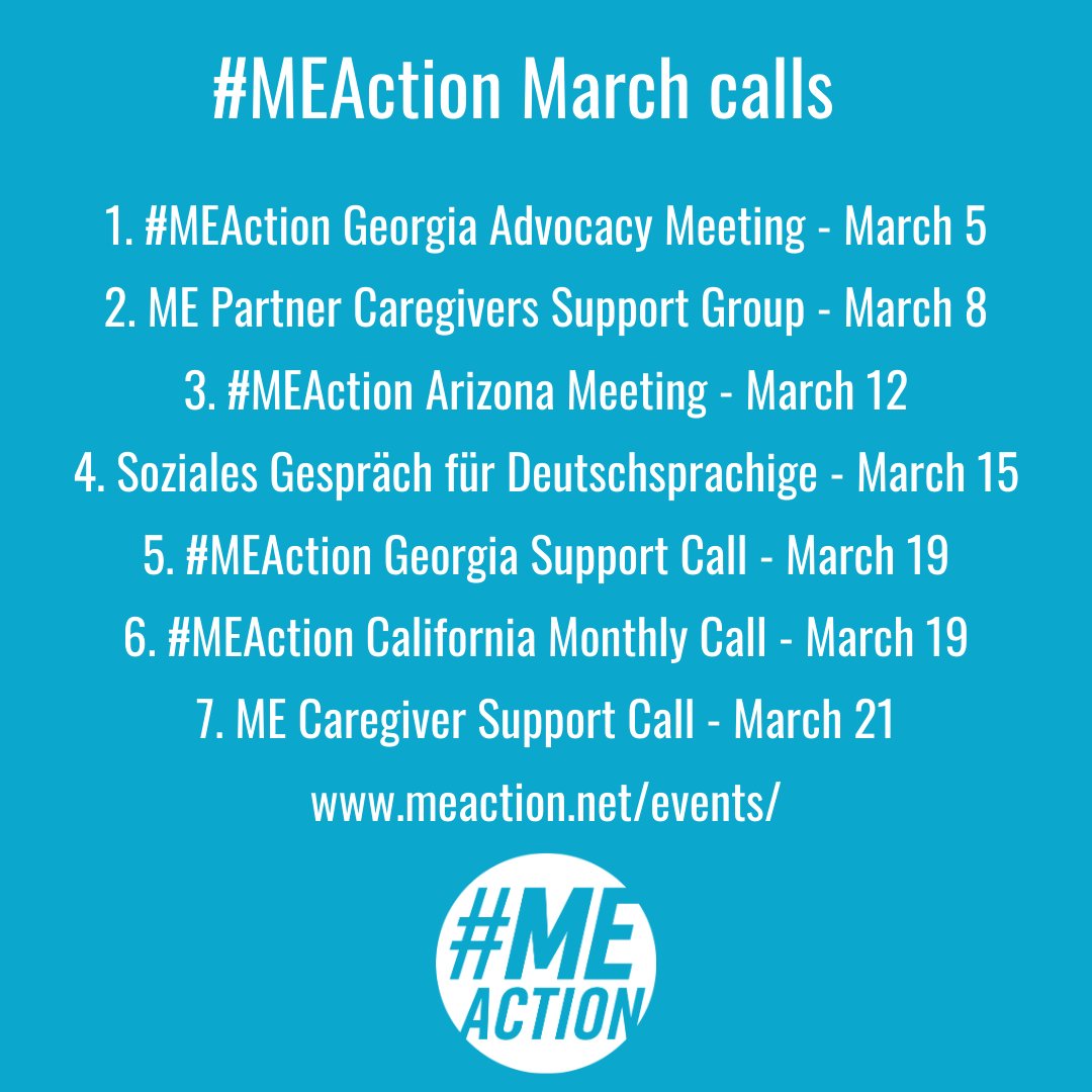 MEActNet's tweet photo. Ready to see what online calls and events are coming for March? We have both global and local calls scheduled. Head over to our events tab on our website to see all the details!
#pwME #advocacy #support #MEAction
https://t.co/UD6P9IZnvw https://t.co/5nHFeBwH2O
