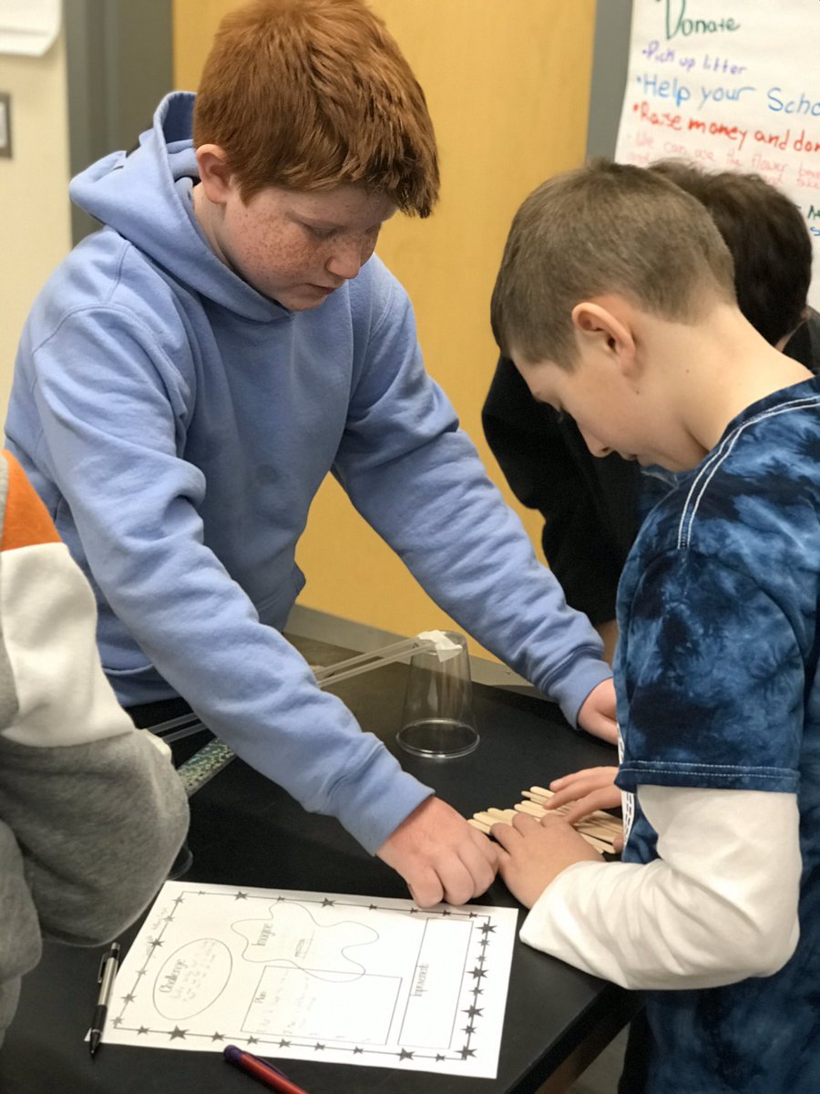 MsClark_Ebinger's tweet photo. STEAM Challenge:
Create a 1 foot bridge that can hold 25 pennies. Bridges must use all materials: 2 cups, 12 in of string, 6 in of tape, 10 sticks, 4 straws. Room 114 rocked it! 9 out of 10 groups succeeded on their first try! #r2r @stephanielabuz @EbingerSchool https://t.co/tXwipNKu6M