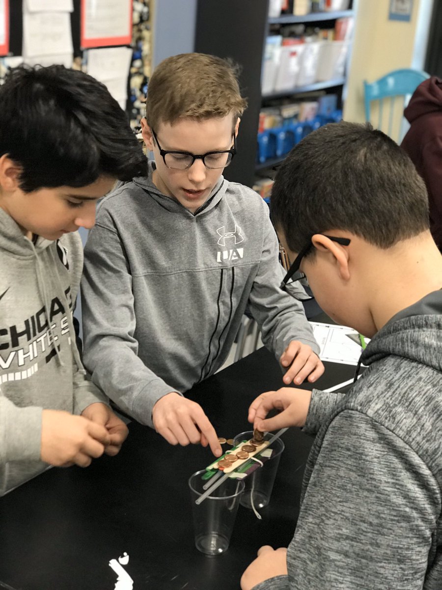 MsClark_Ebinger's tweet photo. STEAM Challenge:
Create a 1 foot bridge that can hold 25 pennies. Bridges must use all materials: 2 cups, 12 in of string, 6 in of tape, 10 sticks, 4 straws. Room 114 rocked it! 9 out of 10 groups succeeded on their first try! #r2r @stephanielabuz @EbingerSchool https://t.co/tXwipNKu6M