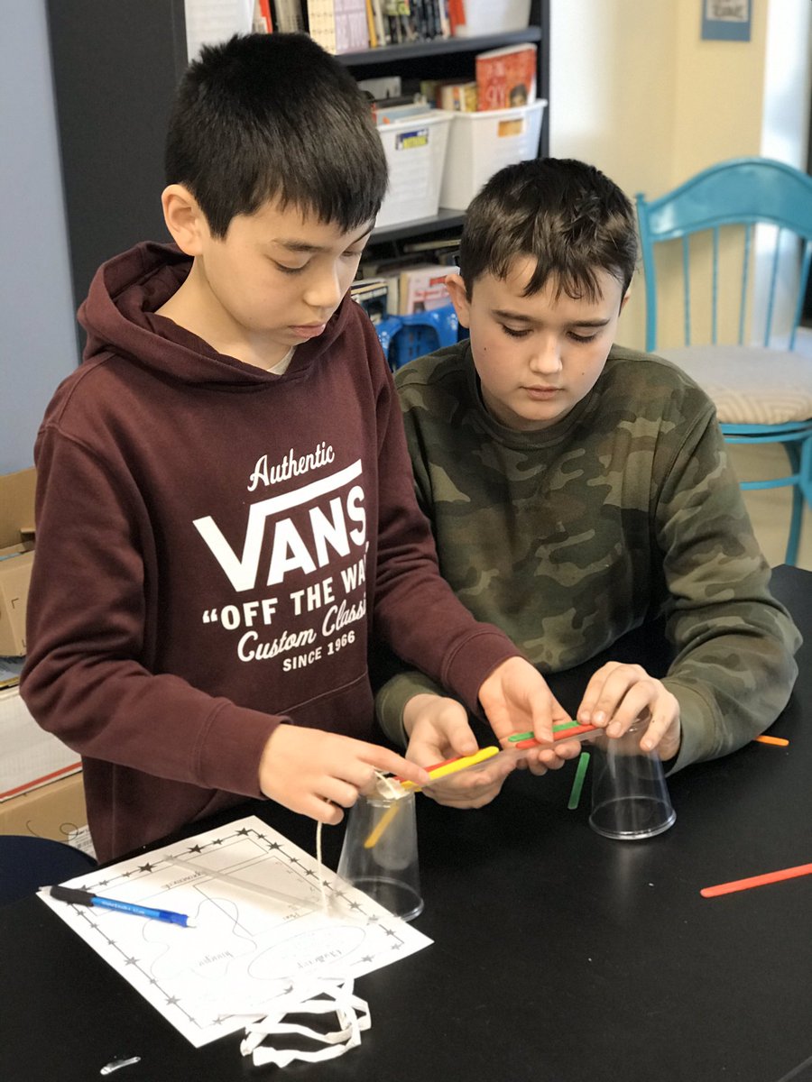 MsClark_Ebinger's tweet photo. STEAM Challenge:
Create a 1 foot bridge that can hold 25 pennies. Bridges must use all materials: 2 cups, 12 in of string, 6 in of tape, 10 sticks, 4 straws. Room 114 rocked it! 9 out of 10 groups succeeded on their first try! #r2r @stephanielabuz @EbingerSchool https://t.co/tXwipNKu6M