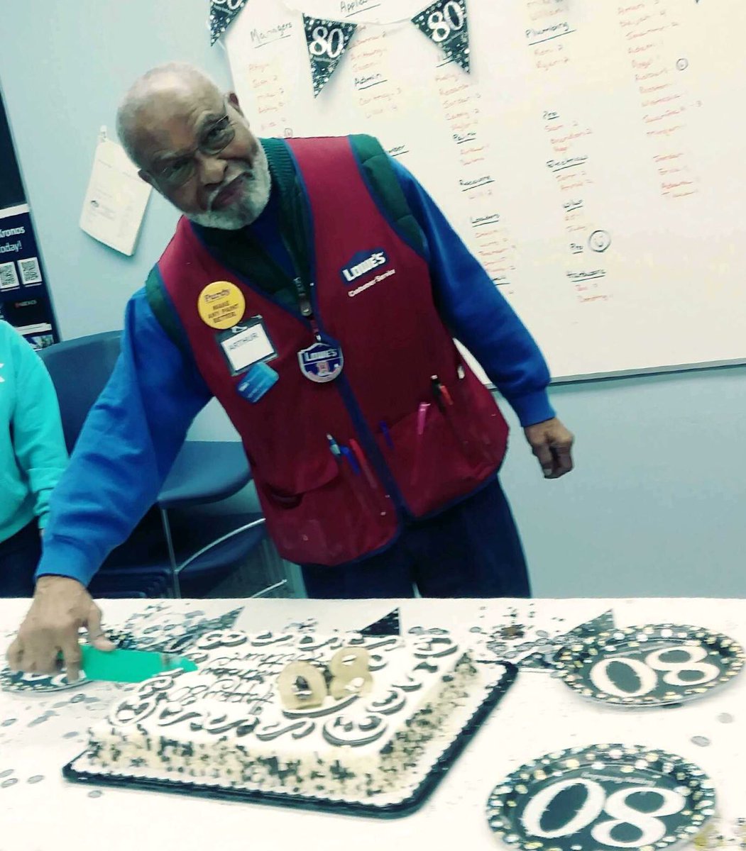 lynnbennettward's tweet photo. 🎉Happy 80th Birthday to our paint associate, Mr. Arthur, at Lowe’s 439!! He’s been with Lowe’s 13 years. His positive work ethic &amp; kind disposition is an inspiration for all of us! Proud to have him on our team. @Josh50046277⁩ ⁦@JoshRob30748491⁩ ⁦@BlueBoxR1⁩ https://t.co/MBUIi8vkJ1