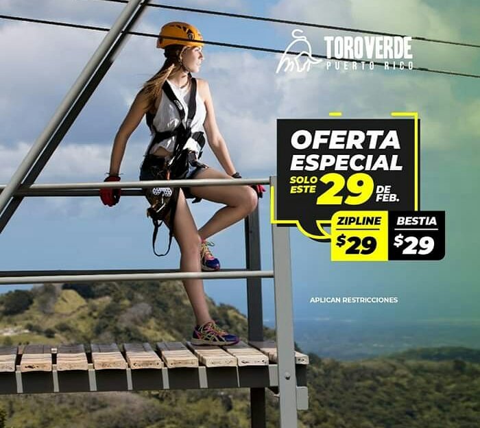 Éste 2⃣9⃣ de Febrero elige en tre #ElZipline o #LaBestia 

CADA UNO DE LOS TOURS POR 💲2⃣9⃣ dólares 😱😱

Una oportunidad que casa cada 4⃣ años APROVECHA‼️

RESERVA AHORA

Te esperamos!
📲toroverdepr.com
📞 787-867-7020 • 787-867-6606
#PuertoRico #Aventura #Adrenalina