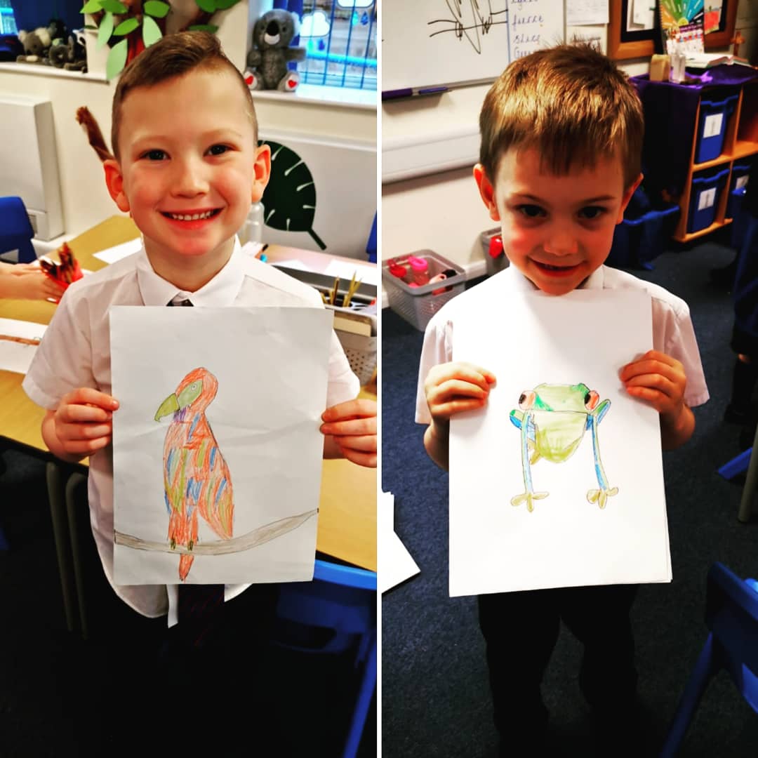holycrossAS's tweet photo. Ms Richardson's class used their 🧠 #growthmindset today to create some incredible pieces of art work! 🖍 #hcasart #trytryandtryagain #perseverance #improvement https://t.co/eeXV6bT3Dc