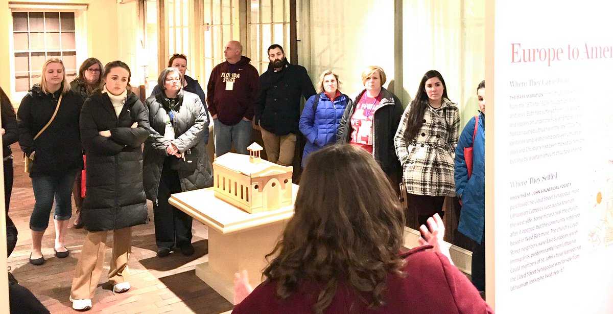 MidStatesCSS's tweet photo. Our Friday field excursion at #MSCSS20 got off to fascinating start at the @jewishmuseummd, exploring their exhibits on Lombard street, scrap, and their amazing historic synagogue. https://t.co/OHYs5sPbfy