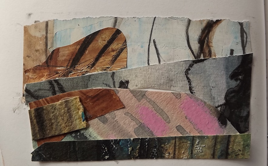 Sarahballartist's tweet photo. small collage landscapes #paintedpapers #create #sketchbook #fun https://t.co/Kz2KPZ255B