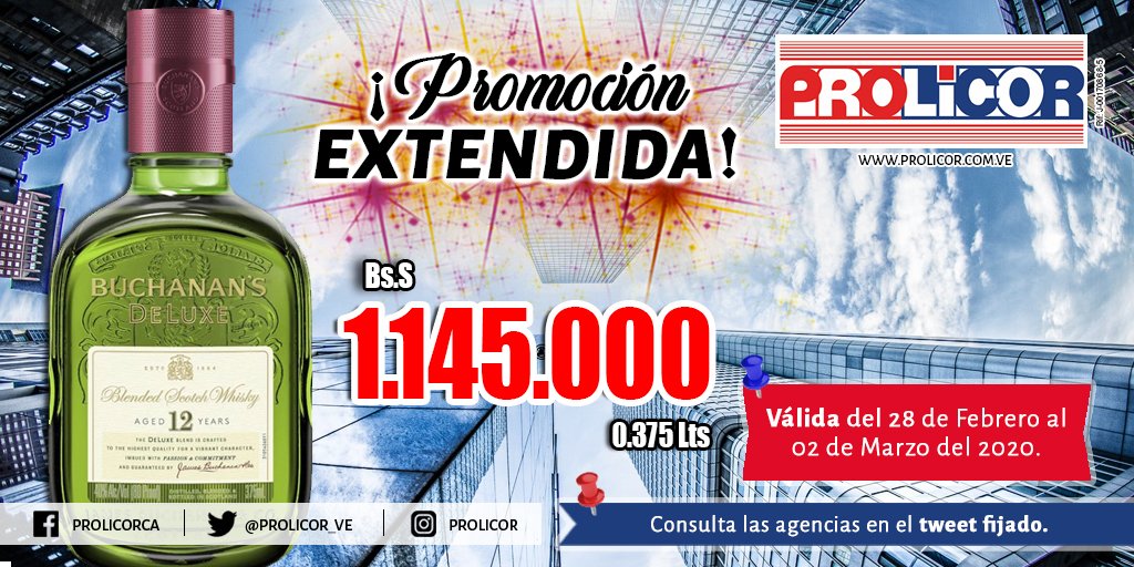 PROLICOR_VE's tweet photo. #Prolicor #PromoExtendida #FinDeSemana #Buchanans https://t.co/4sUlE9Pwgd
